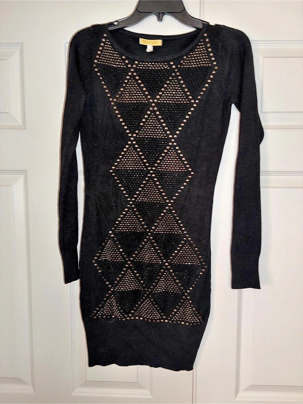 Miss Morea Studded Geometric Mini Dress in Black Like New